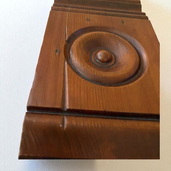 Antique Wooden Architectural Salvage Plinth Block Carved Millwork Rosette - Picture 3 of 8